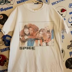 Vintage Vntg 1990s Spice Girls UK British Pop Music Singing Girl Group Tee Shirt