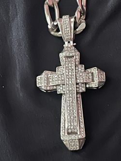 Sterling Heavy Chain And Cross