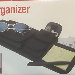 NEW VISOR ORGANIZER Black Leather Double Elastic Straps Holds Sunglasses + MORE
