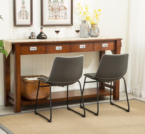 Roundhill Furniture Lotusville Vintage PU Leather Dining Chairs