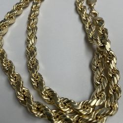 14k Gold Rope Chain 26” Inch  28.7g 8mm