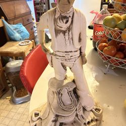 vintage cast plaster John wayne statue 