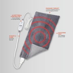 13.78 in. W x 25.59 in. D Weighted Massaging Heating Pad Ultra DLX Gray

