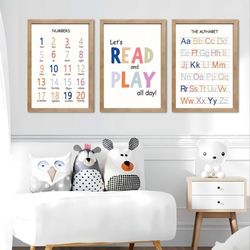 3 Pcs  Educational Frames for Kids Room