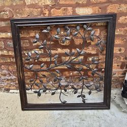 World Market wood frame metal flowers