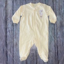 New Baby & Infant Size 3-6 Months Yellow Baby Lamb Full Zip Footie Pajamas