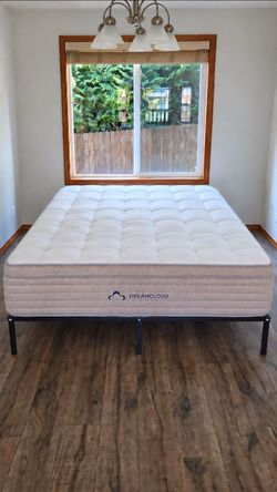 Very Nice Cali King Dreamcloud Ultra 15" Mattress and Platform Bed Frame