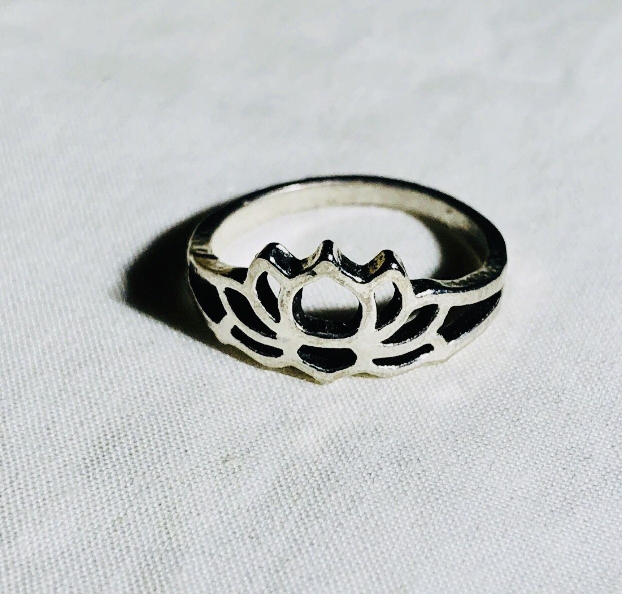 Lotus Flower Ring Size 6.5 Silver Plated Harmony Ring