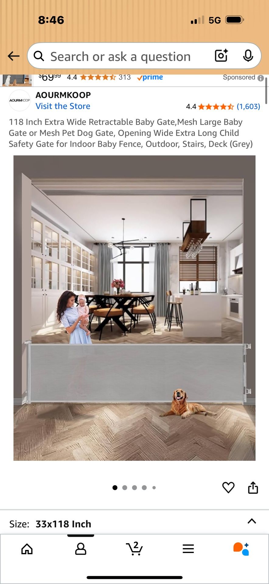 Retractable Baby Or Dog Gate 