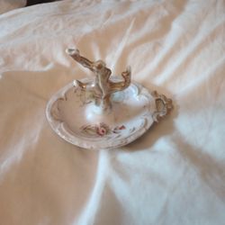 Very Old Porcelain Jewelry Tree Antique 