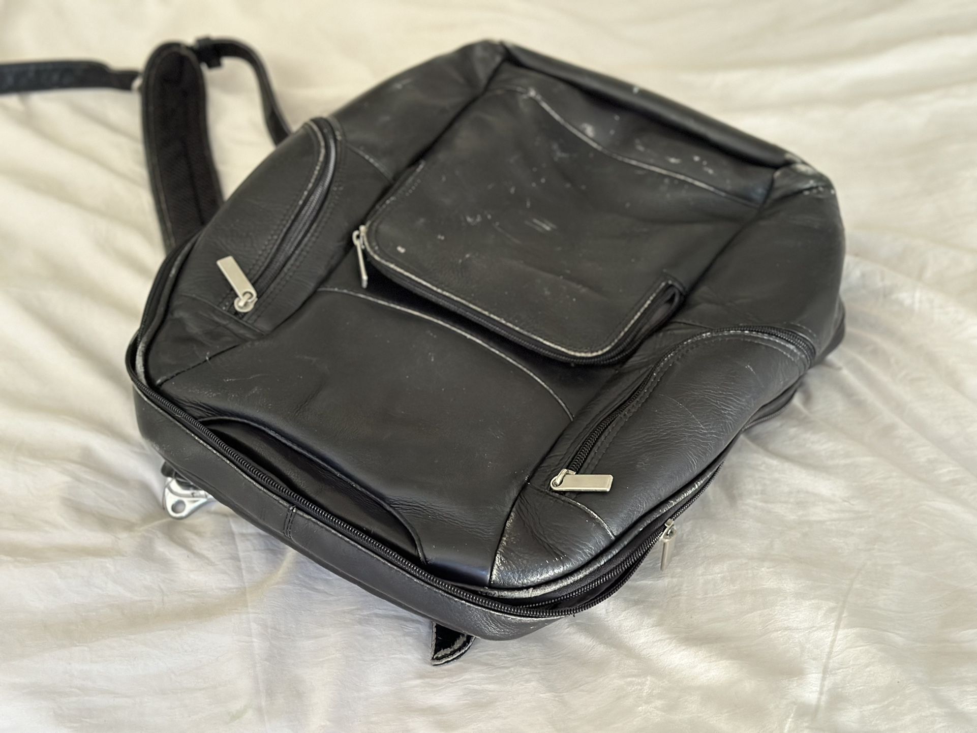 Black Leather Backpack 