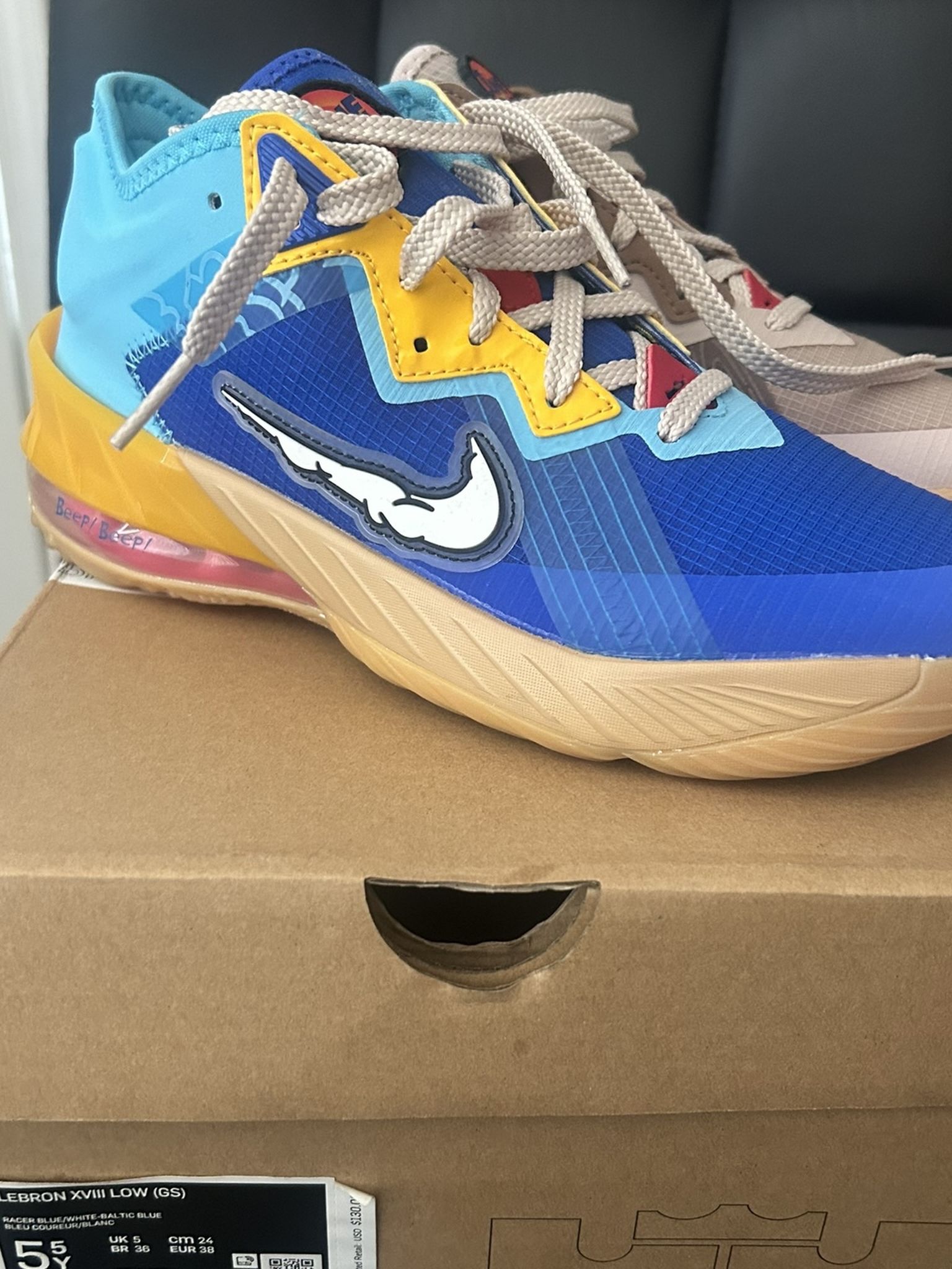 Lebron 18 Roadrunner Space Jam GS Size 5.5y