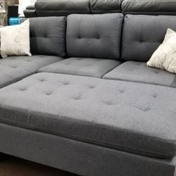 Small sofa chaise sectional charcoal gray