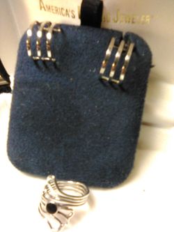 Ring and earring half hoop set 100% real silver