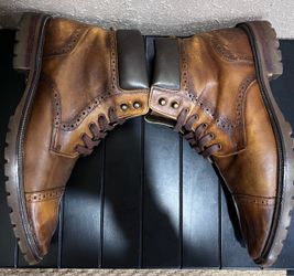 Johnston & Murphy Men’s Cody Cap-Toe Full Grain Leather Boot Sz 9 Burnishing