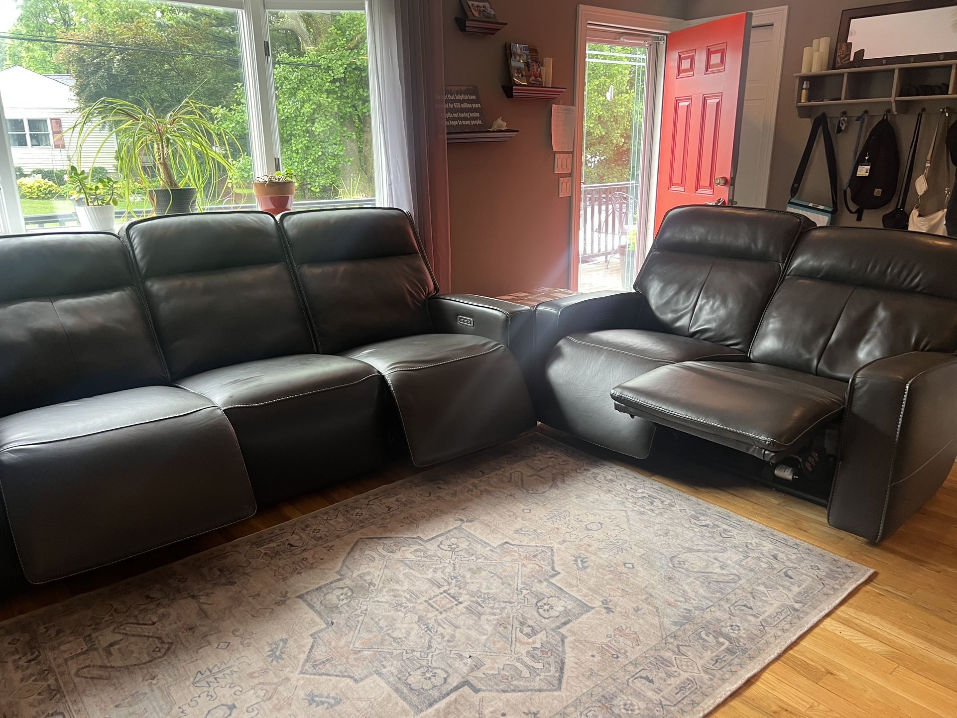 Raymour & Flanagan Brown Leather Couch And Loveseat