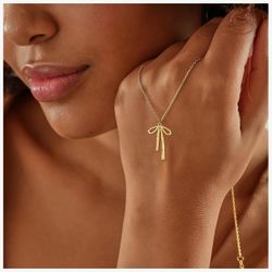 Stainless Steel Cute Layered Bow Pendant Choker Necklace