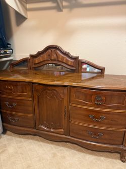 French Provincial Wood Dresser with Mirror