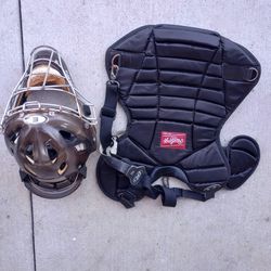 Baseball Catcher Accessories, Knees Protector, Chest Protector, Helmet And Also A Glove 