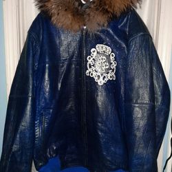 Pelle Pelle Leather Coyote Fur Hood Jacket 