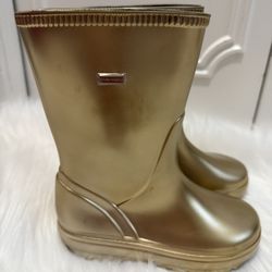 DOLCE & GABBANA Girls Gold PVC Pull On Rain Boots