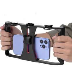 PHONE HOLDER -  Holder for Cellphone Iphone Samsung Google Pixel Android - Microphone Mount & Fill Light -Live Streaming Phone Holder Smartphone