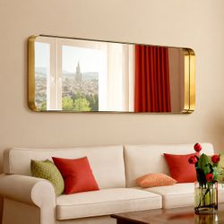 48 in x 18 in Gold Wall Mirror