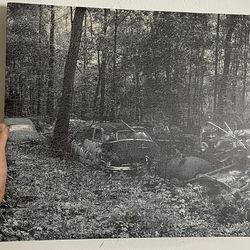 Junkyard car 1 (black and white)