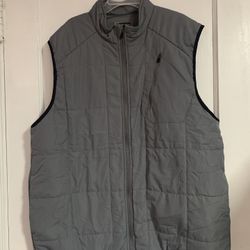 PGA Tour Men’s Gray Quilted Vest XL – Full Zip, Front Zipper Pocket, Golf