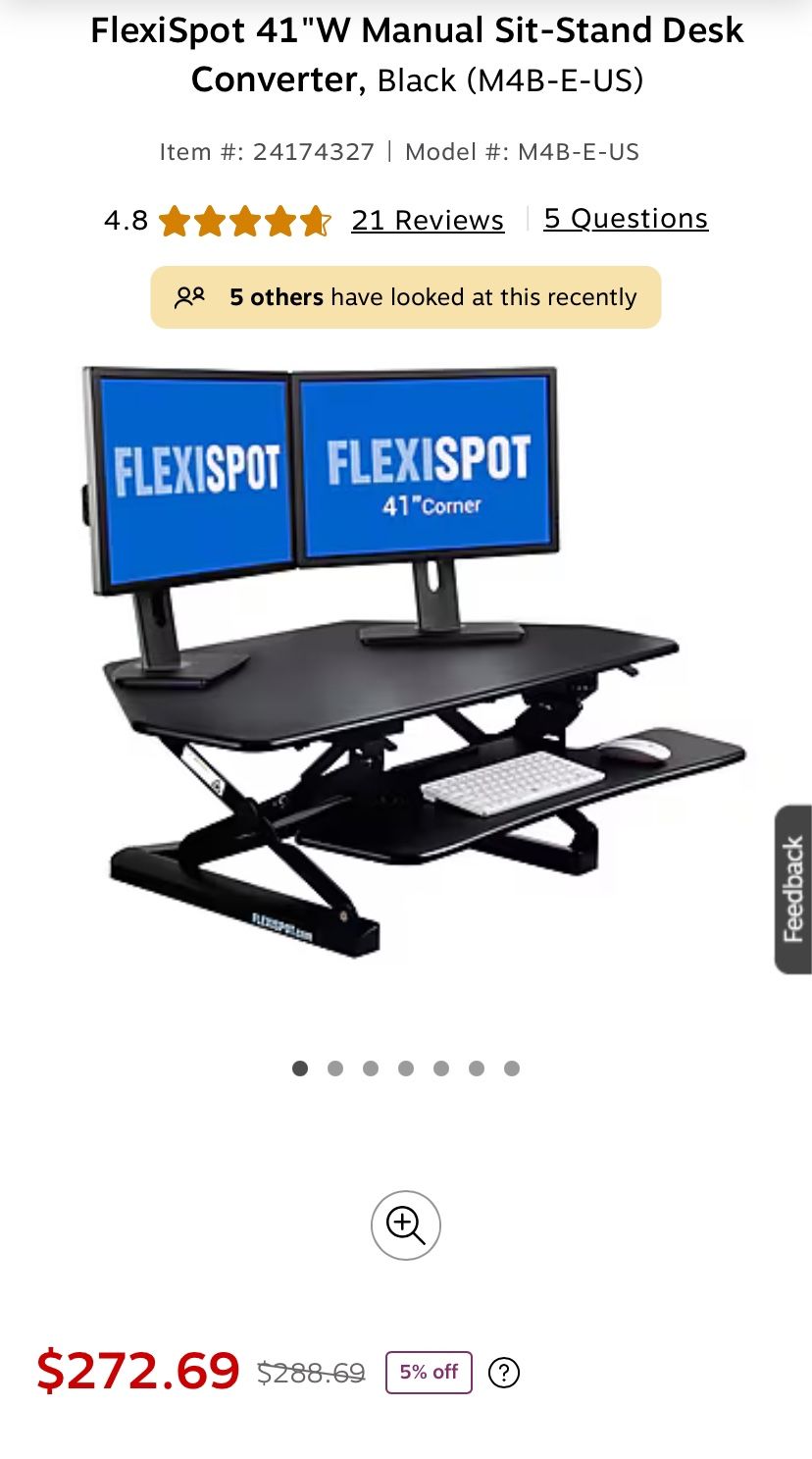FlexiSpot 41"W Manual Sit Stand Desk Converter Black (M4B-E-US)