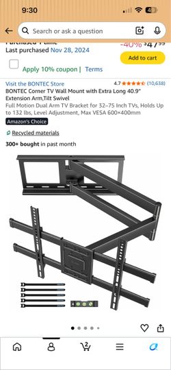BONTEC Full Motion Corner TV Wall Mount