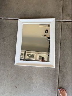 White Framed Wall Mirror – 23” x 29”