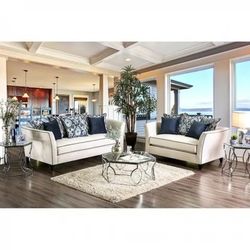 Chantal 2 Piece Sofa Set in Off-White by Furniture of America - FOA-SM2662