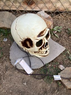 Vintage Halloween skull blow mold light up decoration