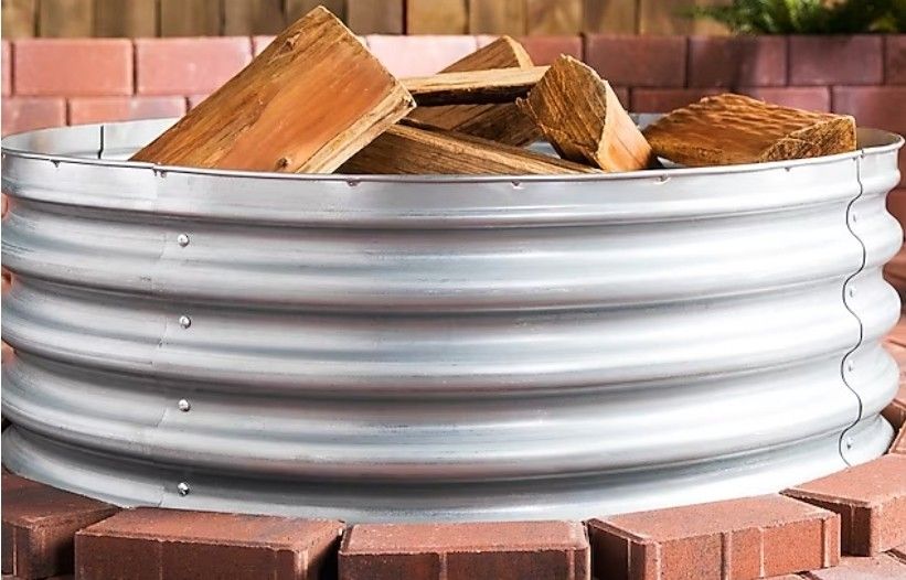 36" Galvanized Steel Wood Burning Fire Pit Ring Campfire Bonfire Outdoor Camping