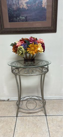 Metal And Glass Entrance Table