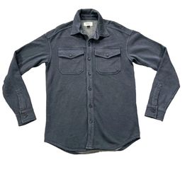 American Eagle Men’s Heritage Fleece Shirt Jacket Navy Blue Knit Over Shirt