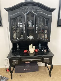 Black Wooden China Cabinet