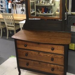 Antique Washstand Oak Dresser and Mirror! Refinished!!!