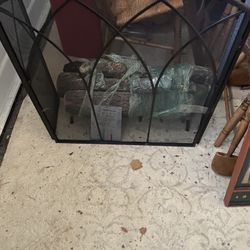Gas fireplace, logs and fireplace screen 155 for both. I have a much larger screen new in a box to $60.