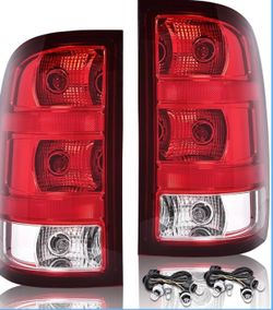 MOUTUX Tail Lights Compatible with GMC Sierra 1 3500HD 2007-2014, 5, GM, 4, GM Rear Light Lamp Assembly Red Left+R