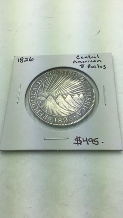 1826 8 Reales Large Silver Coin Central America Certified authentic