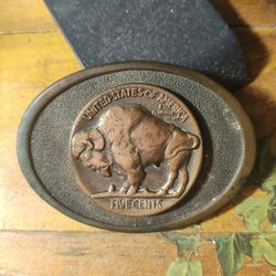 Vintage Five Cent Buffalo Belt Buckle 