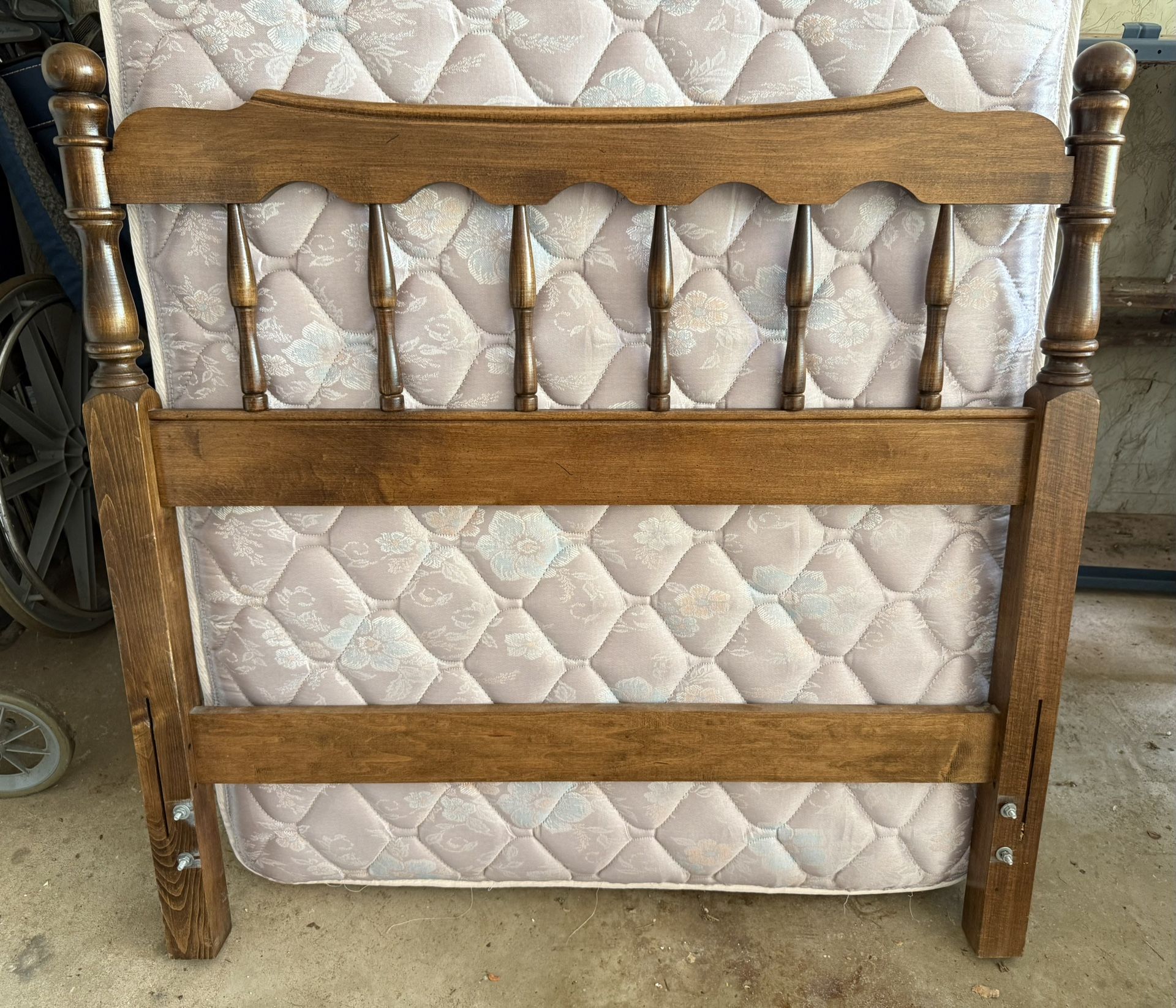 Twin Headboard, Frame, Mattress and Box Spring