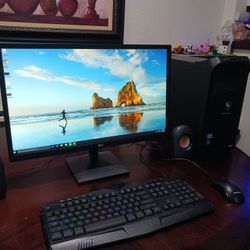 Gateway desktop Computer.  windows 10. Good Working Condition.  Intel Core i3 processor.   1 Tb Hard Drive.   vlc DVD Reader.  monitor LG  24 inches. 