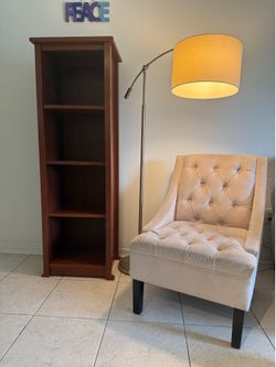 Cozy reading combo- bookshelf chair and lamp