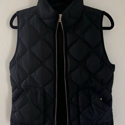 J Crew Black Quilted Vest Size Small Womens