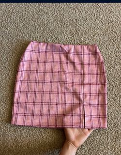 Pink Plaid Skirt