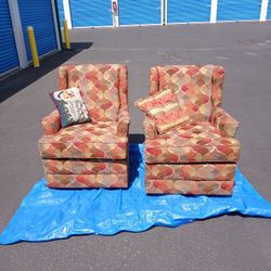 Two Gorgeous Swivel Chairs Made By New England Fine Furniture