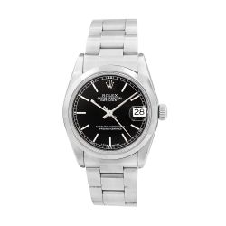 Rolex 31mm Datejust Stainless Steel 68240 Midsize Watch Black Dial Year 1997